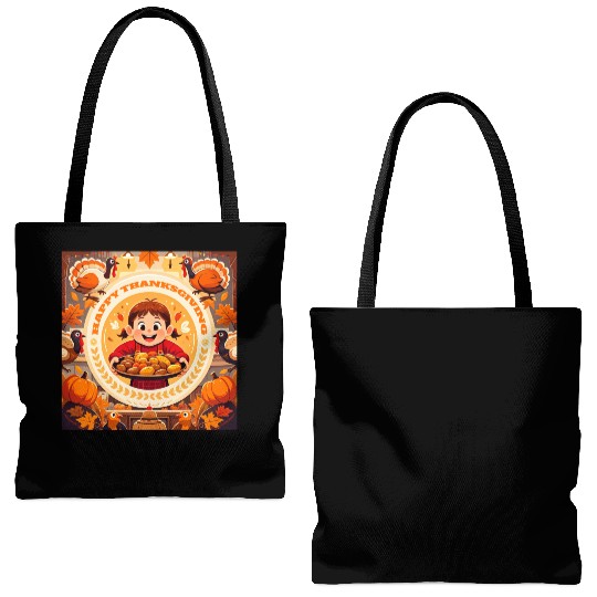 child celebrate Happy Thanksgiving Roasted Potato Tote Bags (AOP)