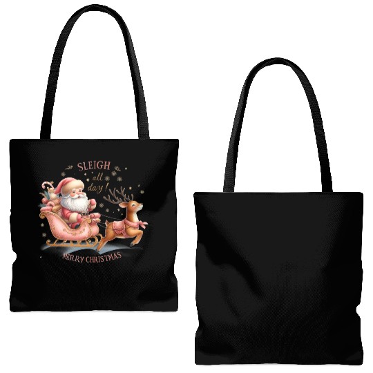 Sleigh All Day, Merry Christmas Tote Bags (AOP)