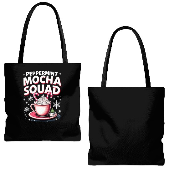 Peppermint Mocha Squad Tote Bags (AOP)