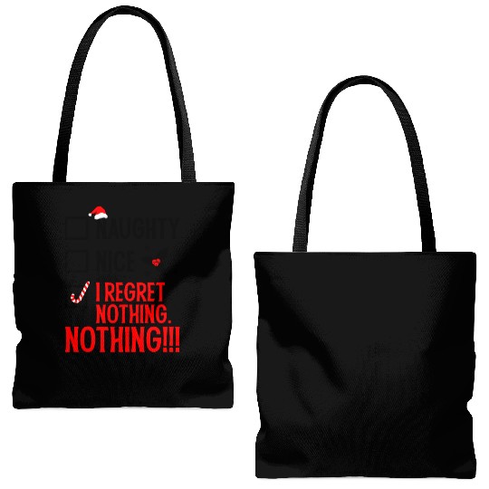 Naughty, Nice, No Regrets Christmas Tote Bags (AOP)