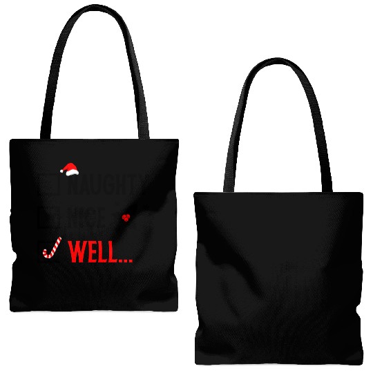 Naughty or Nice Funny Christmas Tote Bags (AOP)