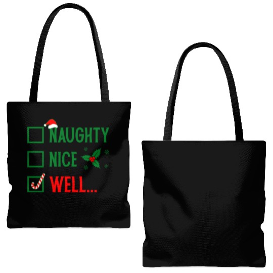 Naughty or Nice Funny Christmas Tote Bags (AOP)