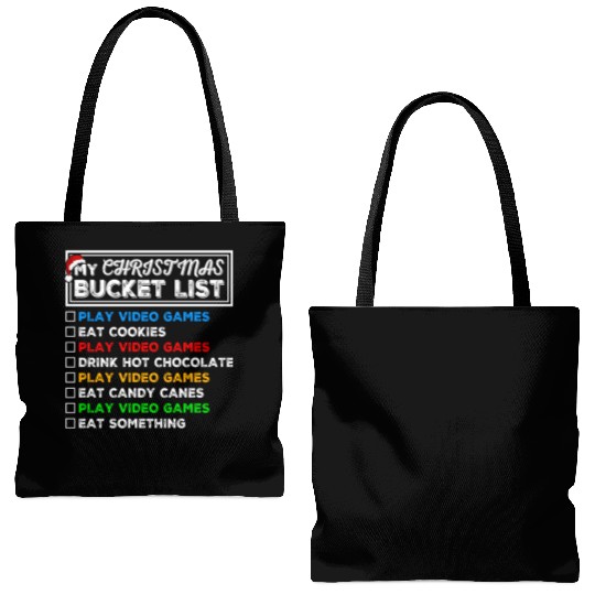 Christmas Bucket List Video Games Xmas Gamer Tote Bags (AOP)