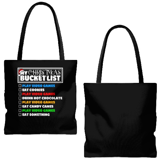 Christmas Bucket List Video Games Xmas Gamer Tote Bags (AOP)