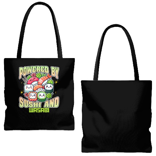 Powered By Sushi And Wasabi Tote Bags (AOP)