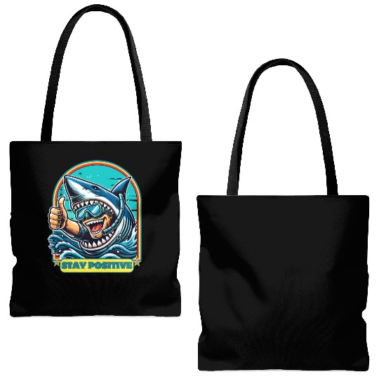 Stay Positive Shark Tote Bags (AOP)