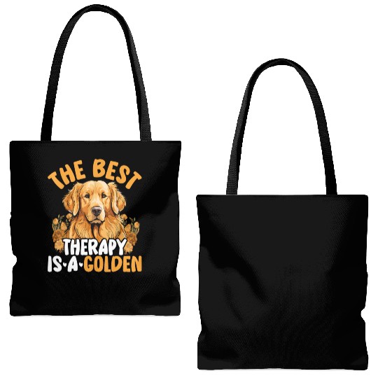 The Best Therapy Is A Golden Retriever Dog Lover Tote Bags (AOP)