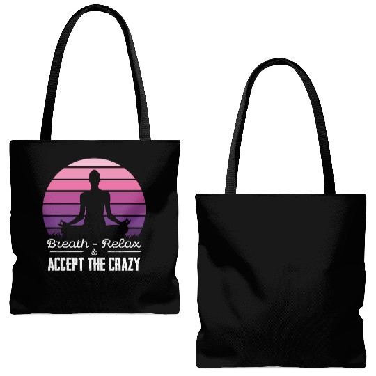 Breath Relax Accept the Crazy Meditation Zen Art Tote Bags (AOP)