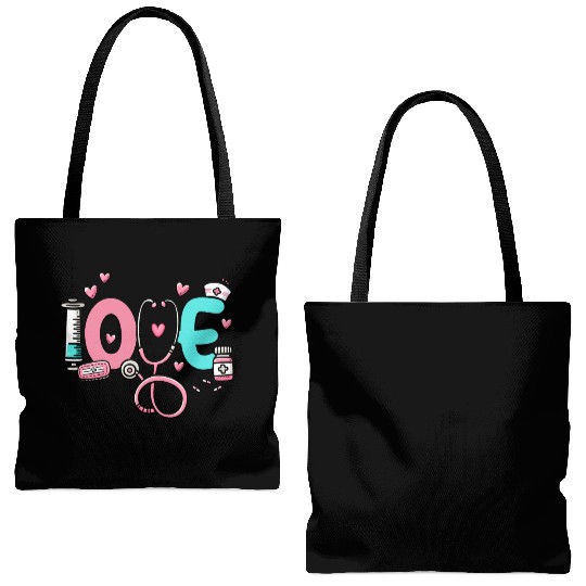 Happy Valentines Day, Valentin Retro Tote Bags (AOP)