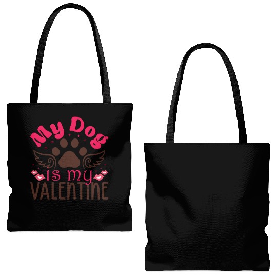 My Dog is my valentine Tote Bags (AOP)
