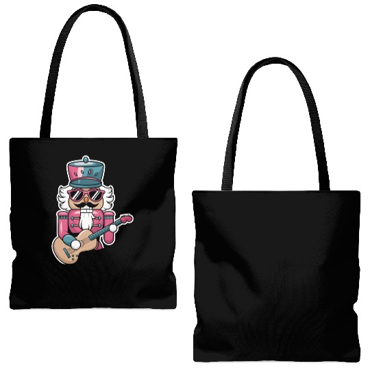 Nutcracker Playing Guitar Tote Bags (AOP)