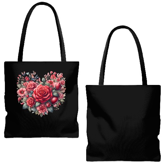 Heart Roses, Valentines Day Tote Bags (AOP)