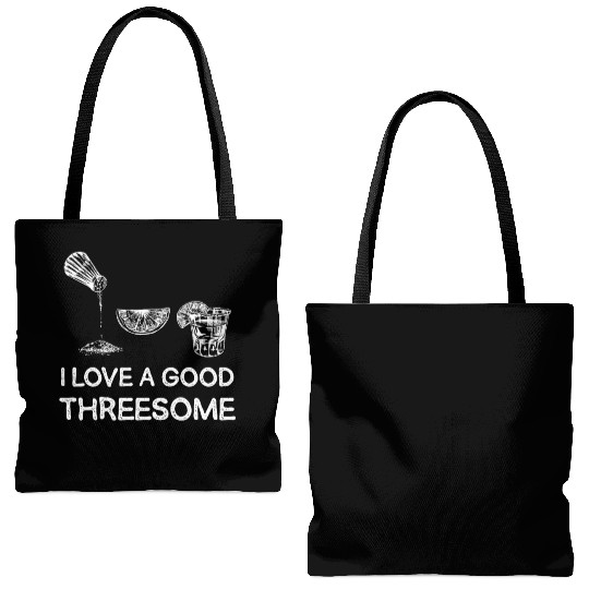 I Love A Good Threesome Margarita Humor Tote Bags (AOP)