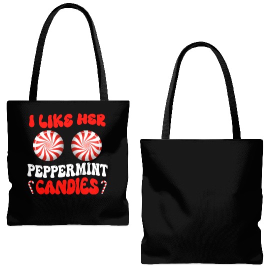 I Like Her Peppermint Candies Couples Christmas Tote Bags (AOP)