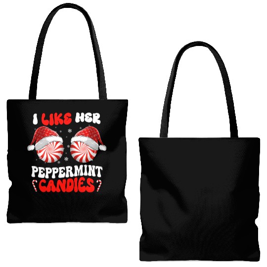 I Like Her Peppermint Candies Couples Christmas Tote Bags (AOP)
