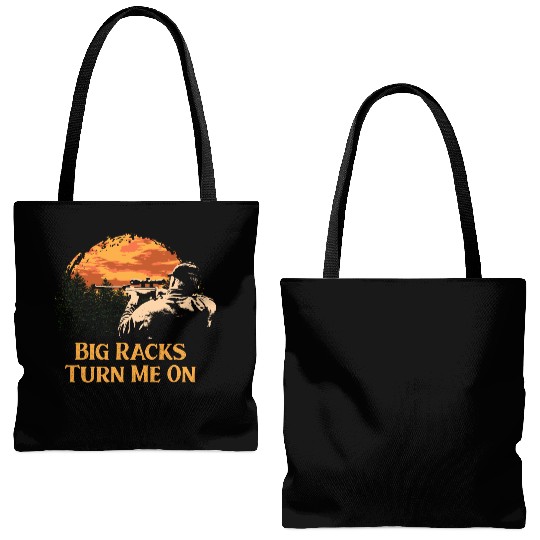 Big Racks Turn Me On Hunting Deer Hunter Elk Funny Tote Bags (AOP)