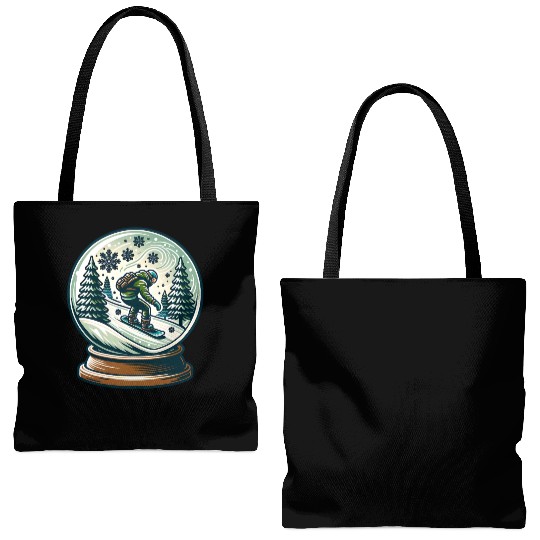 Snowboarding Adventure in Winter Wonderland Tote Bags (AOP)