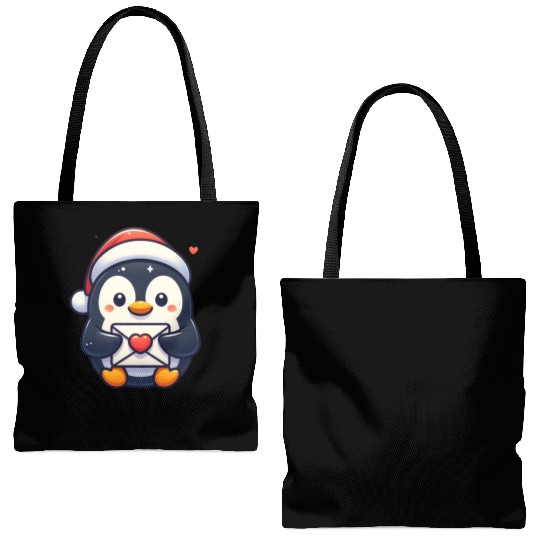 Penguin Valentine Mail with Heart Tote Bags (AOP)