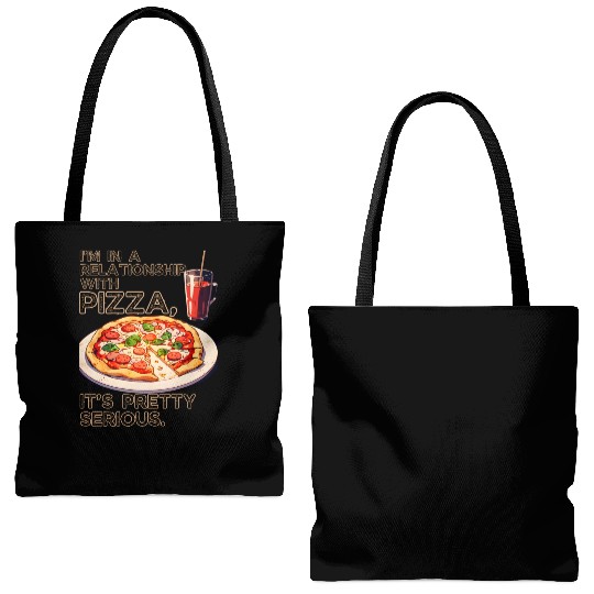 In Relationship With Pizza It's Serious Valentines Tote Bags (AOP)
