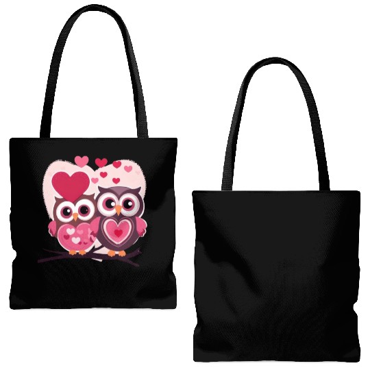 Cute Valentines Owl Tote Bags (AOP)