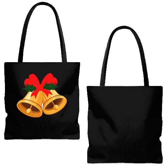 Festive Christmas Bell Icon Tote Bags (AOP)