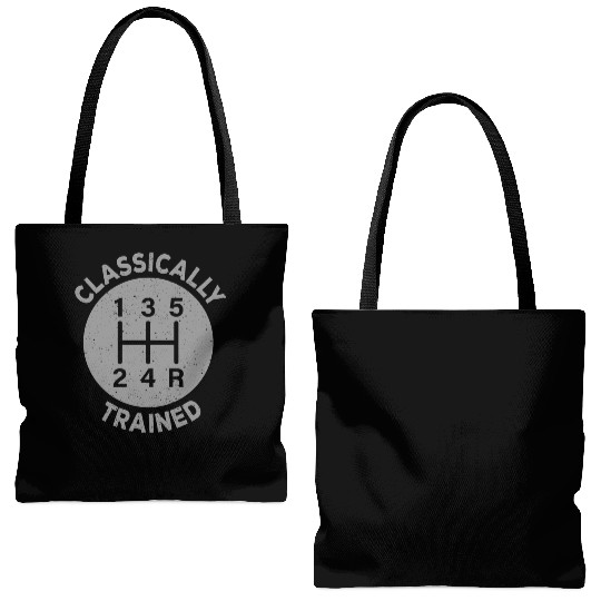 Vintage Classically Trained-Stick Shift Tote Bags (AOP)