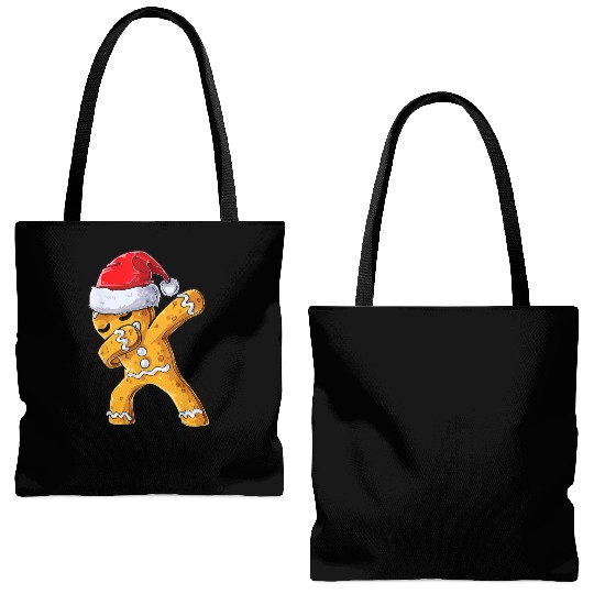 Dabbing Gingerbread Santa Christmas Xmas Cookie Tote Bags (AOP)