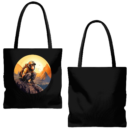 Monkey hiking / mountaineering monkey Tote Bags (AOP)