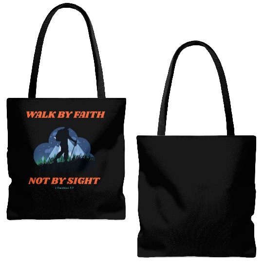 Walk By Faith Not By Sight Verse Tote Bags (AOP)