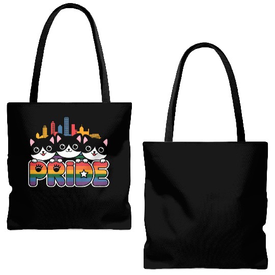 Pride of Houston City Texas USA Rainbow Flag Tote Bags (AOP)