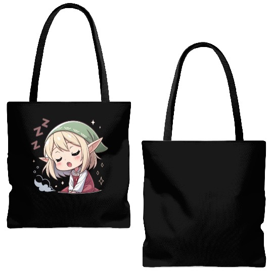 Sleepy Sprite: Cute Elf Napping So Lovingly Tote Bags (AOP)