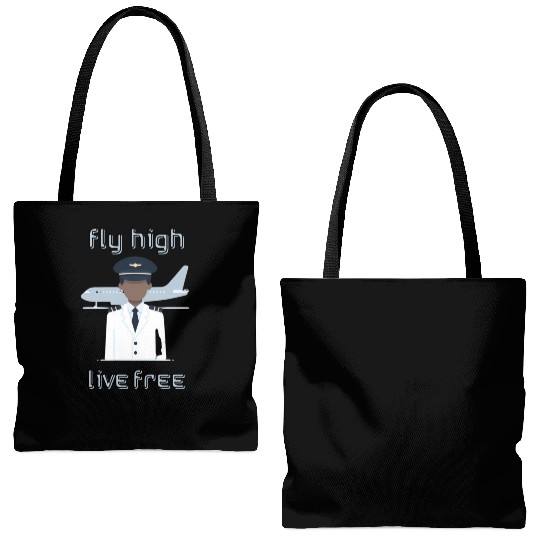 Fly High Live Free - Tote Bags (AOP) for Pilots
