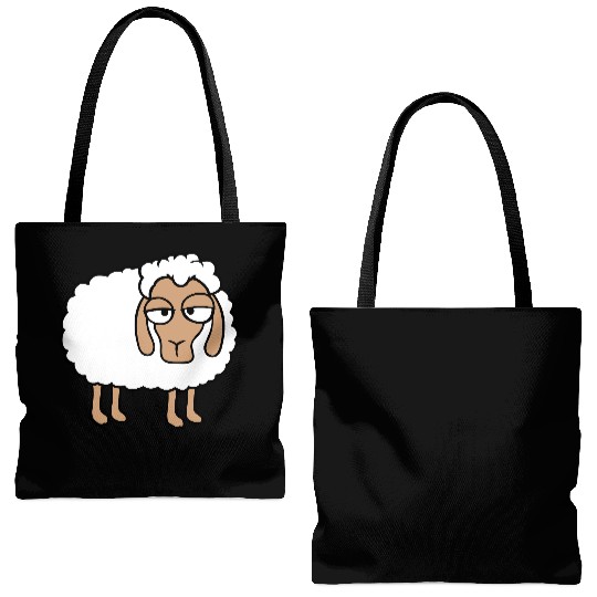 Sheep Tired Bored Look Little Sweet Lamb Bad Mood Tote Bags (AOP)