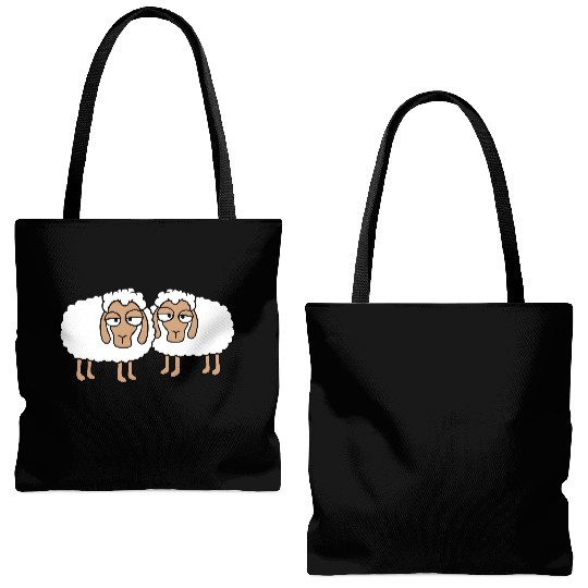 2 Sheep Tired Bored Look Team Sweet Crew Friends Tote Bags (AOP)
