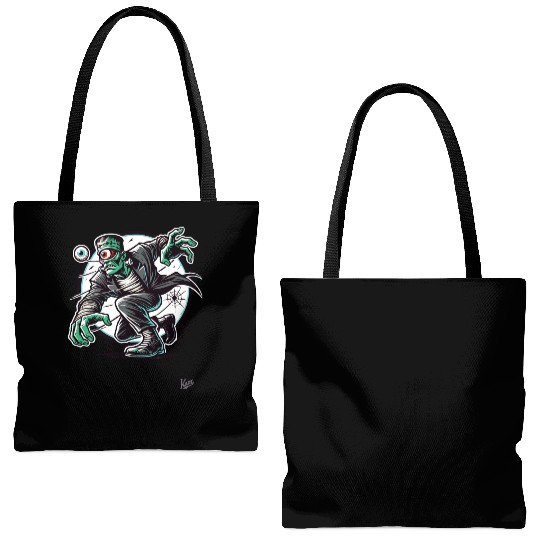 The Green One-Eyed Cyclops Monster Tote Bags (AOP)
