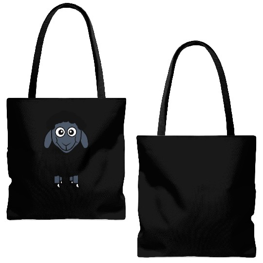 Black Sheep Small Cute Funny Lamb Cool Comic Sweet Tote Bags (AOP)