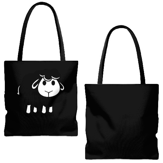 Black Sheep Small Cute Cute Lamb Cool Comic Sweet Tote Bags (AOP)