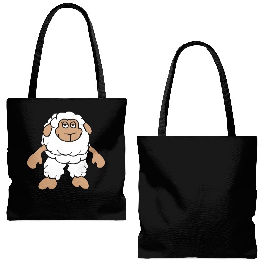 Sheep Standing Cool Bored Tired Cartoon Comic Cute Tote Bags (AOP)