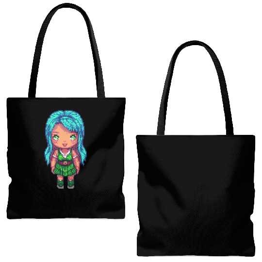 Mystic Emerald Sprite - Pixel Art Design Tote Bags (AOP)