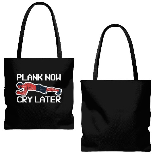 Plank Now Cry Later Tote Bags (AOP)