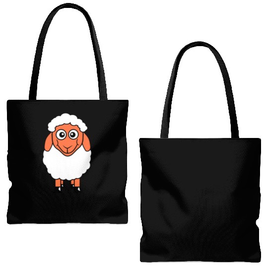 Sheep Baby Standing Cute Lamb Child Cool Comic Fun Tote Bags (AOP)