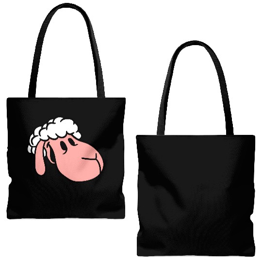 Sheep Face Head Cute Sweet Little Lamb Cool Comic Tote Bags (AOP)