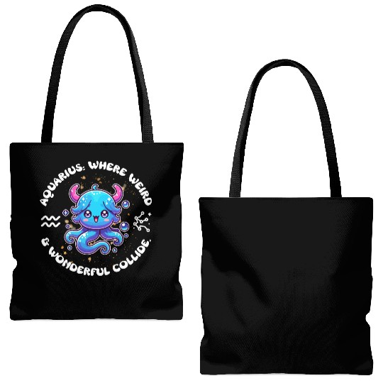 Aquarius: Where Weird and Wonderful Collide Zodiac Tote Bags (AOP)
