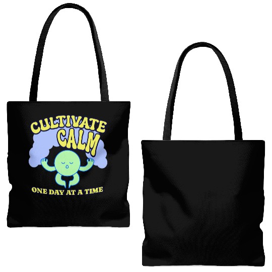 Cultivating Calm One Day At A Time Peaceful Tote Bags (AOP)