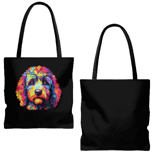 Watercolor Colorful Labradoodle Tote Bags (AOP)