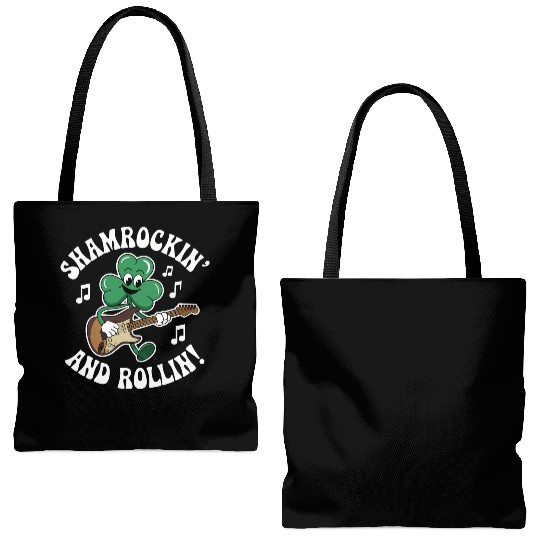 Shamrockin' and Rollin' St. Patrick's Rock & Roll Tote Bags (AOP)