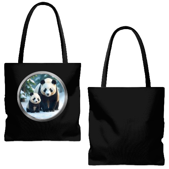 Panda and Cub Animal Tote Bags (AOP)