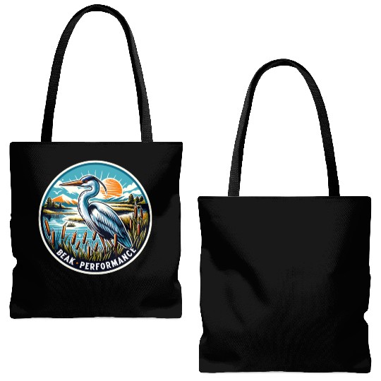 Great Blue Heron Beak Performance Retro Tote Bags (AOP)