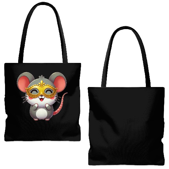 Cute Cartoon Mouse Mardi Gras Carnival Tote Bags (AOP)