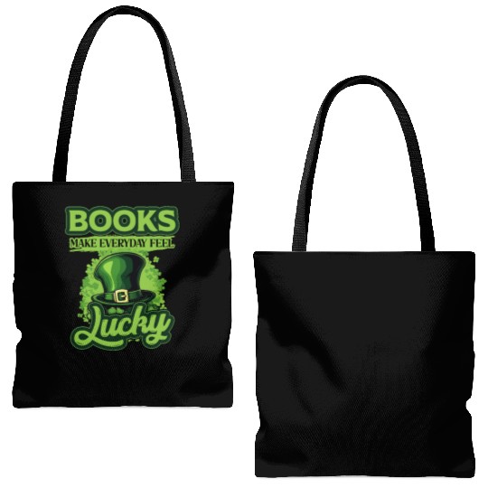 Books Make Everyday Feel Lucky St Patricks Day Tote Bags (AOP)